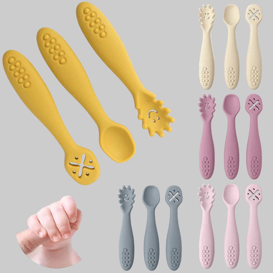 Set of 3 Silicone learning spoons