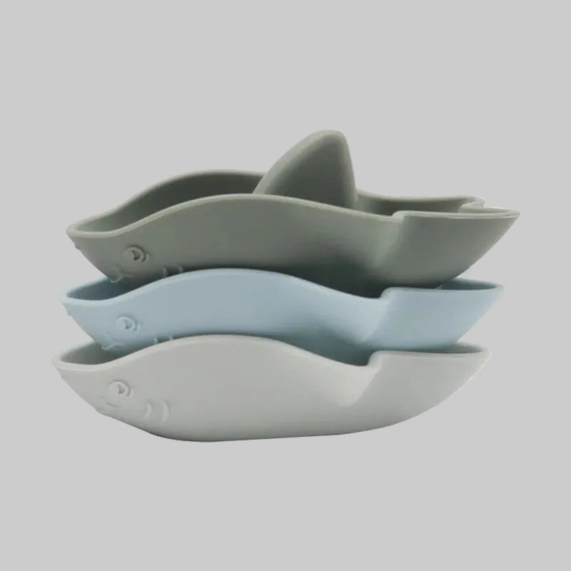 Bath Toy Set of 3 Silicone Sharks Multivariant