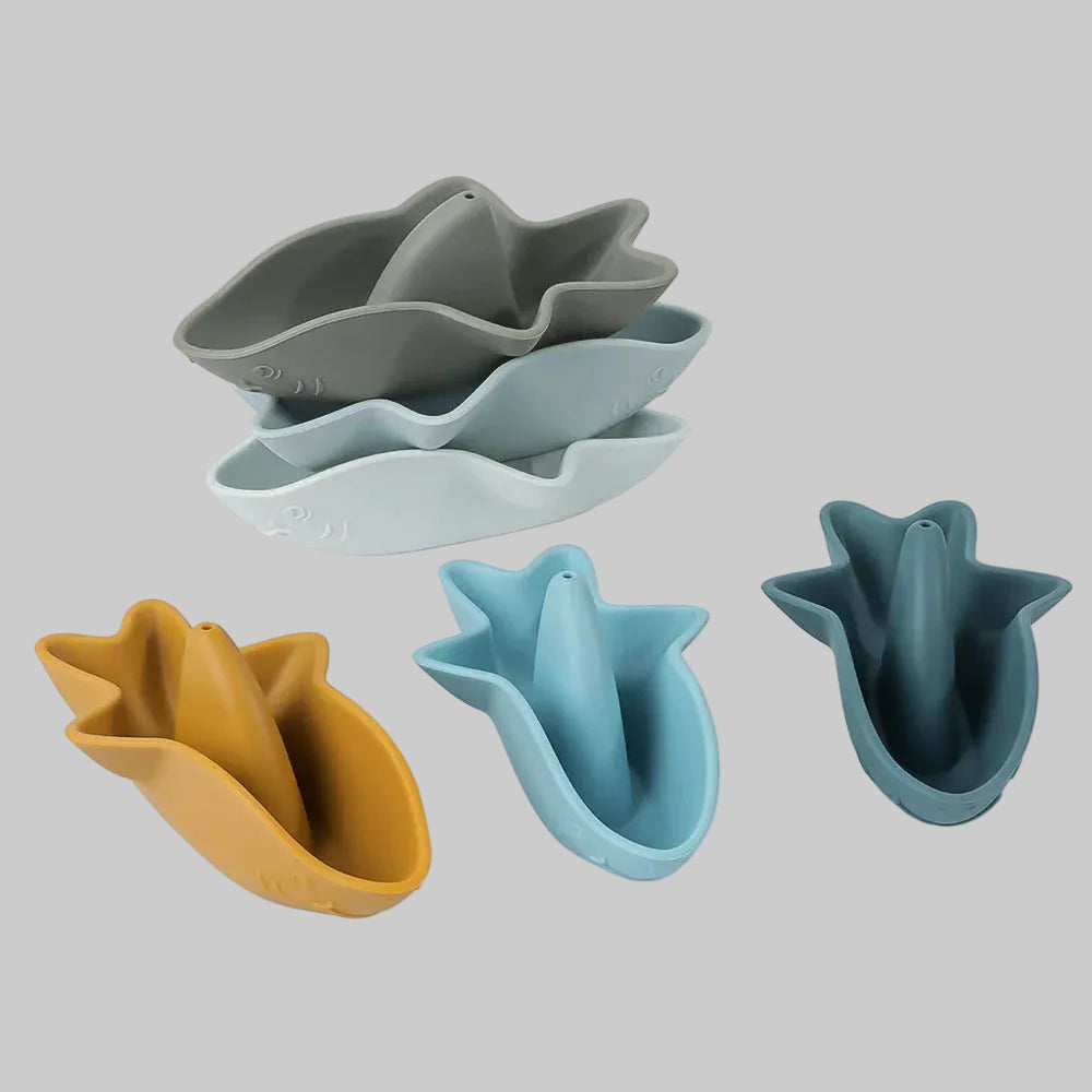 Bath Toy Set of 3 Silicone Sharks Multivariant