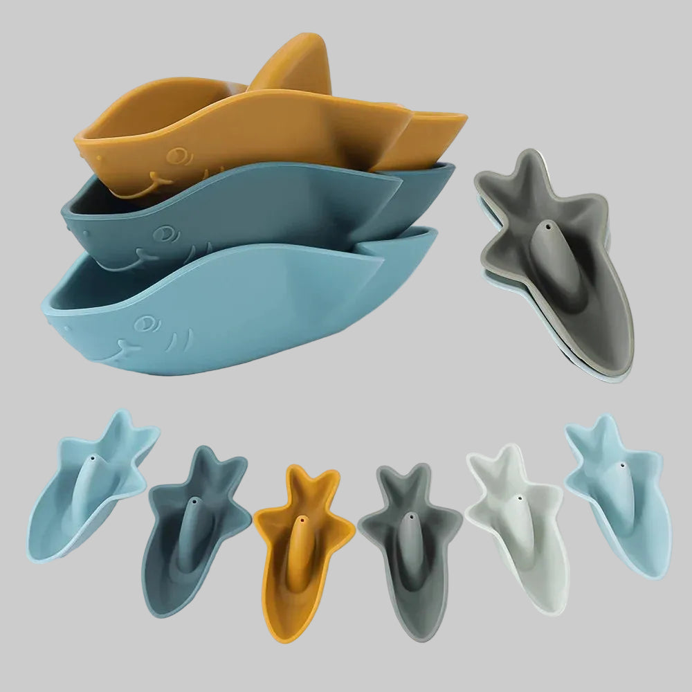 Bath Toy Set of 3 Silicone Sharks Multivariant